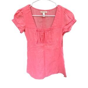 Banana Republic Women's Sz: XS Linen Blend BARBIE Short Sleeve Square Neck Top